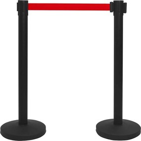 vidaXL Κολονάκι/Διαχωριστικό Δαπέδου με Ιμάντα Μαύρο Ατσάλινο