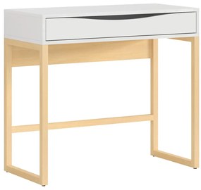 Τραπέζι γραφείου Boston BB106, 85x78x40cm, 16 kg, Γυαλιστερό λευκό, Άσπρο, Δρυς, Πλαστικοποιημένη μοριοσανίδα, Στυλ: Μοντέρνο, Με συρτάρια