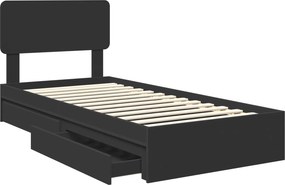 vidaXL Κρεβάτι Αποθήκης Μαύρο 100 x 200 cm Επεξεργασμένο Ξύλο