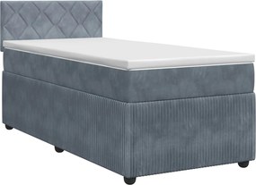 vidaXL Κρεβάτι box spring με στρώμα Σκούρο Γκρι 90 x 190 cm Βελούδο