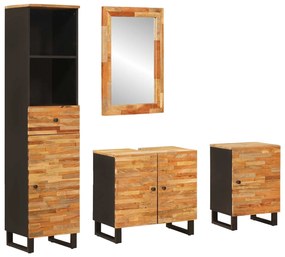 vidaXL Σετ Μπάνιου με συρτάρι με ράφι Φυσικό Στερεό ξύλο μάνγκο