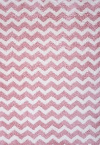 Shaggy παιδικό χαλί Cocoon 8396/55 ροζ με ζικ ζακ ρίγες &#8211; 140×200 cm Colore Colori 140X200 Ροζ