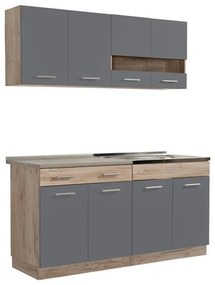 Έτοιμη Σύνθεση Κουζίνα Dalila 160 Γκρί Δρύς - Γκρί 160x51,5x206,5 εκ. 160x51.5x206.5 εκ.
