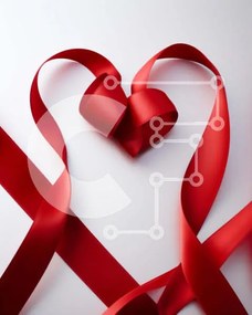 Intra Συλλεκτικό Ξύλινο Παζλ Plywood  4mm - Κόκκινες κορδέλες σε σχήμα καρδιάς σε λευκό φόντο Σε Ξύλινο Κουτί - Διαστάσεις Puzzle: 10x10 cm – 25 κομμάτια