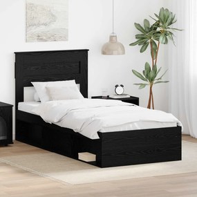 vidaXL Σκελετός Κρεβατιού Μαύρη Δρυς 100 x 200 cm Επεξεργασμένο Ξύλο