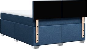 vidaXL Κρεβάτι Boxspring με Στρώμα Μπλε 160x200 εκ. Υφασμάτινο