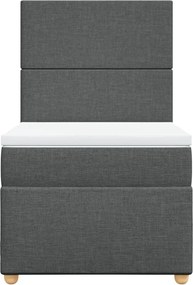 vidaXL Κρεβάτι Boxspring με Στρώμα Σκούρο Γκρι 80x200 εκ. Υφασμάτινο