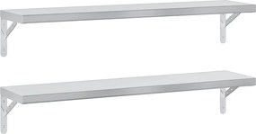 vidaXL Ράφια Τοίχου 2 τεμ. Ασημί 100x23,5 εκ. Ανοξείδωτο Ατσάλι