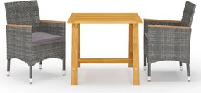 vidaXL Σετ Τραπεζαρίας Κήπου 3 Τεμαχίων Γκρι