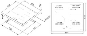 Εστία επαγωγική Pyramis Αφής χωρίς Πλαίσιο PHI62432FMB 59x52x6 εκ.