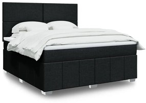 vidaXL Κρεβάτι Boxspring με Στρώμα Μαύρο 180x200 εκ. Υφασμάτινο