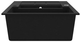 vidaXL Νεροχύτης με Διπλή Γούρνα Μαύρος Γρανιτένιος