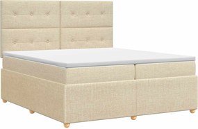 vidaXL Κρεβάτι box spring με στρώμα Κρεμ 200 x 200 cm Ύφασμα