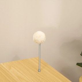 PawHut Σκηνή για γάτες σε σχέδιο τηλεόρασης με παιχνίδι, πλενόμενο μαξιλάρι, 50 cm x 28 cm x 43 cm, Δρυς + Μπεζ + Λευκό