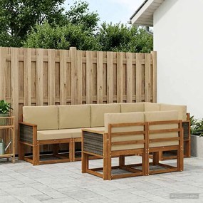 vidaXL Σειρά Καναπέ Εξωτερικού 7 pcs Φυσικό και Μπεζ Πολυεστέρας
