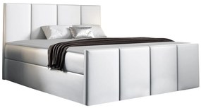 Κρεβάτι continental Baltimore 154, Μονόκλινο, Continental, Άσπρο, 120x200, Οικολογικό δέρμα, Τάβλες για Κρεβάτι, 124x213x103cm, 108 kg, Στρώμα: Ναι