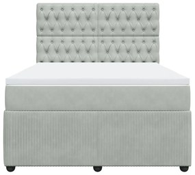 vidaXL Κρεβάτι Boxspring με Στρώμα Ανοιχτό Γκρι 140x190 εκ. Βελούδινο