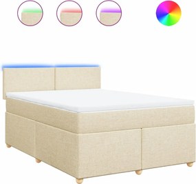 vidaXL Κρεβάτι Boxspring με Στρώμα Κρεμ 140x200 εκ. Υφασμάτινο