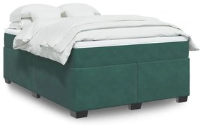 vidaXL Κρεβάτι Boxspring με Στρώμα Σκούρο Πράσινο 160x200εκ. Βελούδινο
