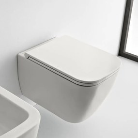 Scarabeo Teorema Clean Flush White Matt 512600SC-301 Λεκάνη Κρεμαστή Rimless 52cm με κάλυμμα βακελίτη Slim Soft Close αποσπώμενο