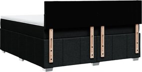 vidaXL Κρεβάτι Boxspring με Στρώμα Μαύρο 180x200 εκ. Υφασμάτινο