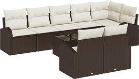 vidaXL Σετ Καναπέ Κήπου 9 pcs Καφέ και Λευκό συνθετικό ρατάν
