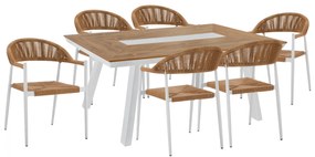 ΣΕΤ ΤΡΑΠΕΖΑΡΙΑ 7ΤΜΧ ΜΕ ΤΡΑΠΕΖΙ POLYWOOD 200X94 & ΠΟΛΥΘΡΟΝΕΣ ΛΕΥΚΕΣ FB911423 9997858