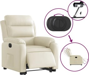 vidaXL Πολυθρόνα Ηλεκτρ. Ανακλινόμενη με Ανύψωση Κρεμ Συνθ.Δέρμα
