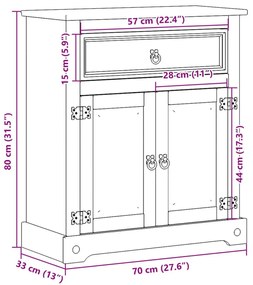 Ντουλάπι Μπάνιου Corona 70x33x80 εκ. από Μασίφ Ξύλο Πεύκου - Καφέ