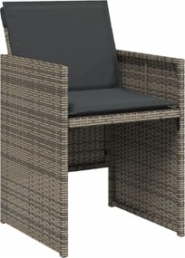 vidaXL Σετ Τραπεζαρίας Κήπου 9 τεμ. Γκρι Συνθ. Ρατάν με Μαξιλάρια