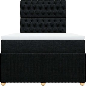 vidaXL Κρεβάτι Boxspring με Στρώμα Μαύρο 120x200 εκ. Υφασμάτινο