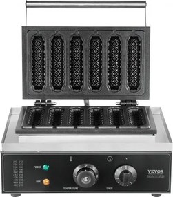 VEVOR 6PCS Commercial Waffle Stick Maker Waffle Baker Hot Dog Waffle Iron 1500W