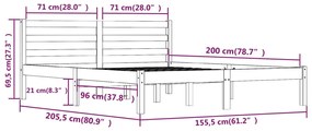 ΠΛΑΙΣΙΟ ΚΡΕΒΑΤΙΟΥ ΛΕΥΚΟ 150X200 ΕΚ. ΞΥΛΟ ΠΕΥΚΟΥ 5FT KING SIZE 810436