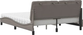 vidaXL Κρεβάτι με Στρώμα Taupe 160x200 εκ. Υφασμάτινο