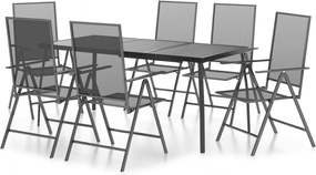 vidaXL Σετ Τραπεζαρίας Κήπου 7 Τεμαχίων Ανθρακί από Ατσάλι