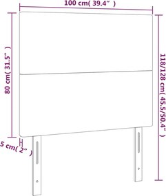 vidaXL Κεφαλάρι Κρεβατιού LED Γκρι 100x5x118/128 εκ