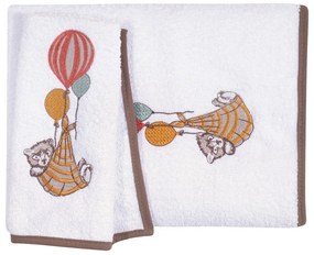 Πετσέτες Βρεφικές 8850 (Σετ 2τμχ) White-Coffee Brown Greenwich Polo Club Towels Set 70x130cm 100% Βαμβάκι