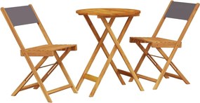 vidaXL Σετ Επίπλων Bistro 3 τεμ. Ανθρακί Ύφασμα/Μασίφ Πεύκου