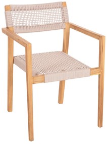 ΠΟΛΥΘΡΟΝΑ CHARLOTTE HM9637.07 ΞΥΛΟ TEAK ΦΥΣΙΚΟ & ΜΠΕΖ ΣΧΟΙΝΙ 58x61x81Yεκ.