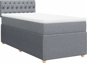 vidaXL Κρεβάτι Boxspring με Στρώμα Ανοιχτό Γκρι 90x190 εκ. Υφασμάτινο