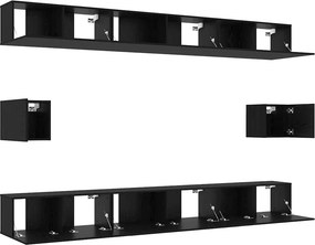 vidaXL Σετ επίπλου τηλεόρασης 8 pcs Μαύρη Οξυά Επεξεργασμένο ξύλο