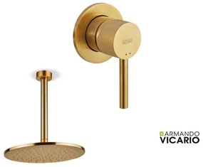 Armando Vicario Industrial Gold Brushed Ανακλινόμενη κεφαλή+μπράτσο οροφής+Μίκτης εντοιχισμού 1 εξόδου
