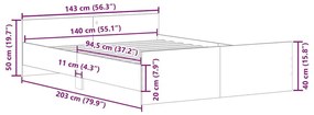 Πλαίσιο κρεβατιού χωρίς στρώμα καφέ δρυς 140x200 cm - Καφέ