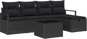 vidaXL Σετ Καναπέ Κήπου με μαξιλάρι 6 pcs Μαύρο Πολυ ράταν