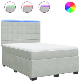 Κρεβάτι Boxspring με Στρώμα Ανοιχτό Γκρι 160x200 εκ. Βελούδινο - Γκρι