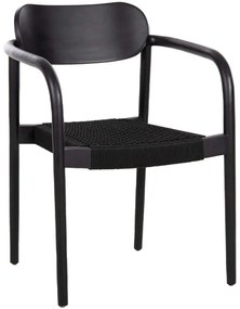 Πολυθρόνα Oslo HM9636.12 55x54x80cm Ξύλο-Σχοινί Black Wood, Rope