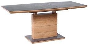 Τραπέζι Houston 1120, Σκούρο γκρι, Χρυσή βελανιδία, 77x80x140cm, 73 kg, Επιμήκυνση, Φυσικό ξύλο καπλαμά, Ινοσανίδες μέσης πυκνότητας | Epipla1.gr