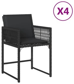 vidaXL Καρέκλες Κήπου 4 τεμ. Μαύρες από Συνθετικό Ρατάν με Μαξιλάρια
