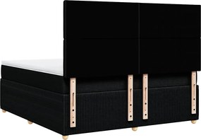 vidaXL Κρεβάτι Boxspring με Στρώμα Μαύρο 180x200 εκ. Υφασμάτινο