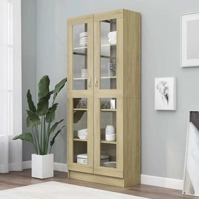 vidaXL Βιτρίνα Χρώμα Sonoma Δρυς 82,5 x 30,5 x 185 εκ. Επεξ. Ξύλο
